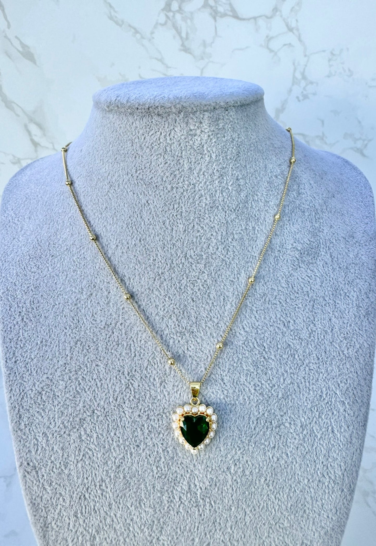 Heart Necklace Green