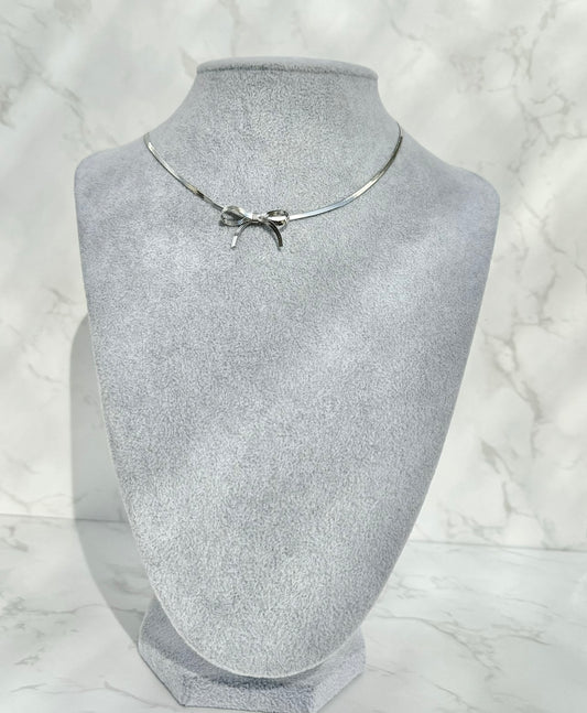 Silver Bow Necklace