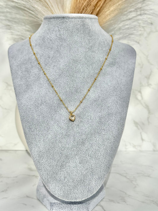 Gold & Light Pink Heart Necklace